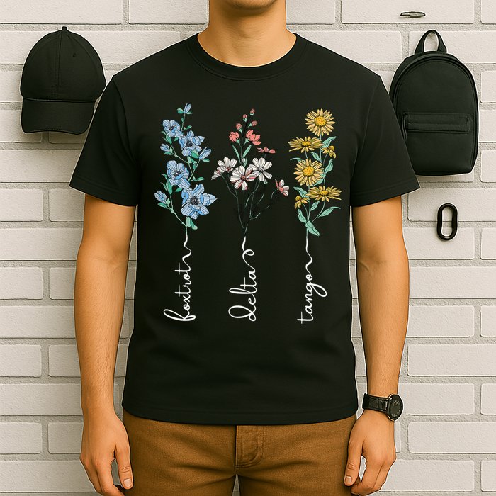 Retro Foxtrots Deltas Tangos Flower T-Shirt