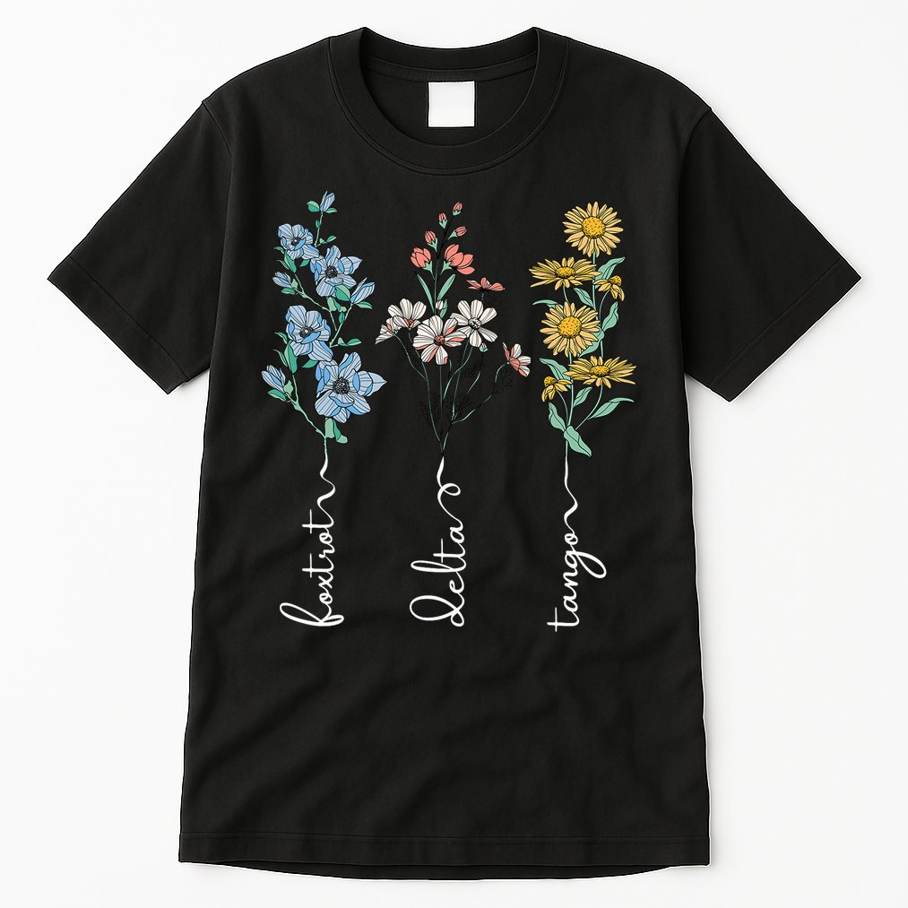Retro Foxtrots Deltas Tangos Flower Tall T-Shirt