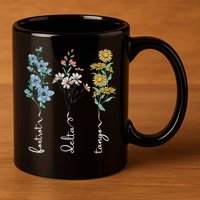 Retro Foxtrots Deltas Tangos Flower 11oz C Handle Ceramic Mug