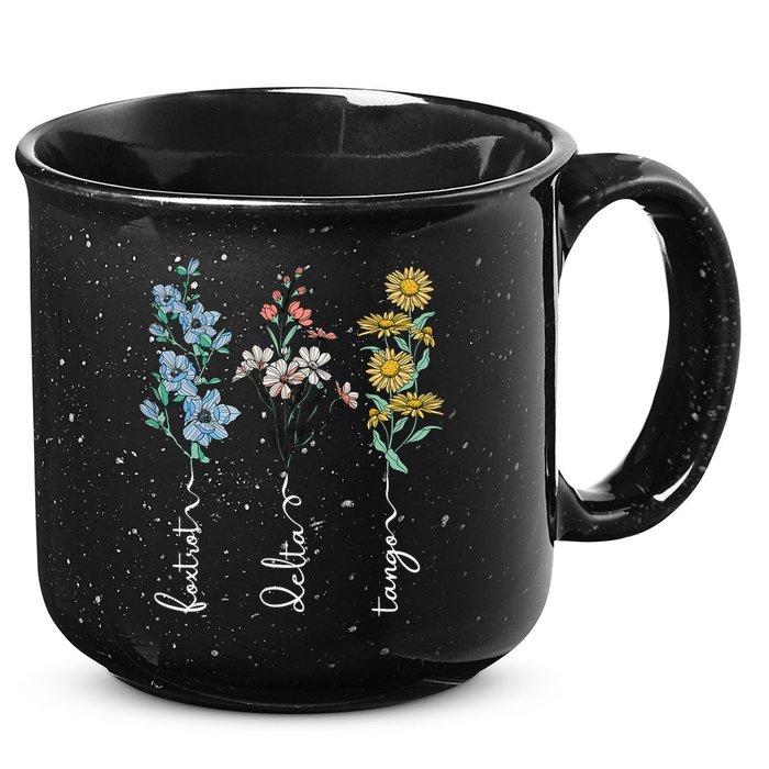 Retro Foxtrots Deltas Tangos Flower 15oz Campfire Ceramic Mug