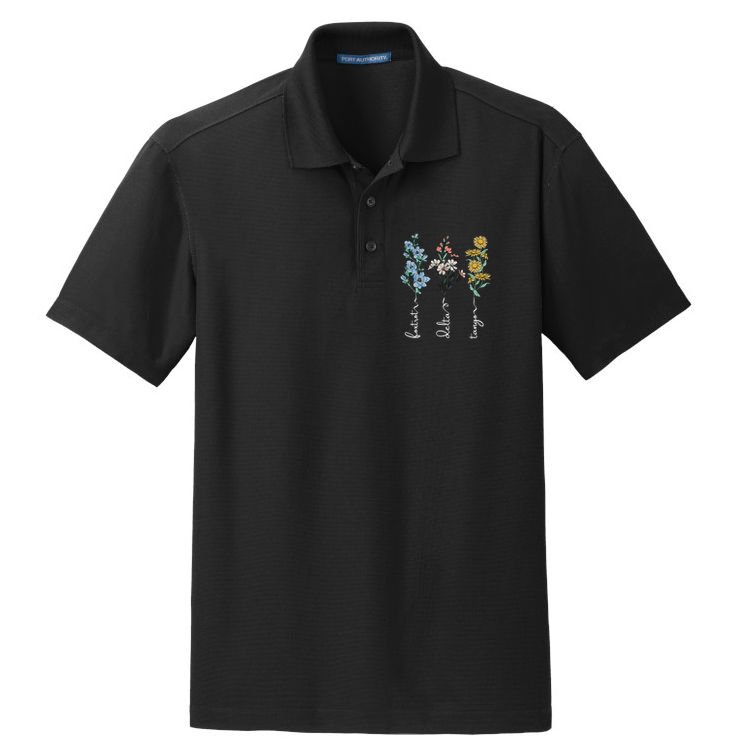 Retro Foxtrots Deltas Tangos Flower Dry Zone Grid Polo
