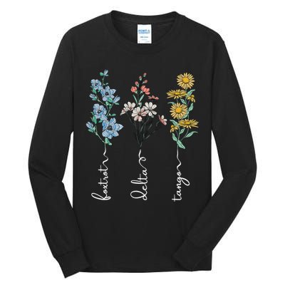 Retro Foxtrots Deltas Tangos Flower Tall Long Sleeve T-Shirt