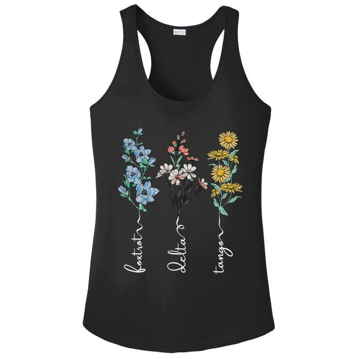 Retro Foxtrots Deltas Tangos Flower Ladies PosiCharge Competitor Racerback Tank