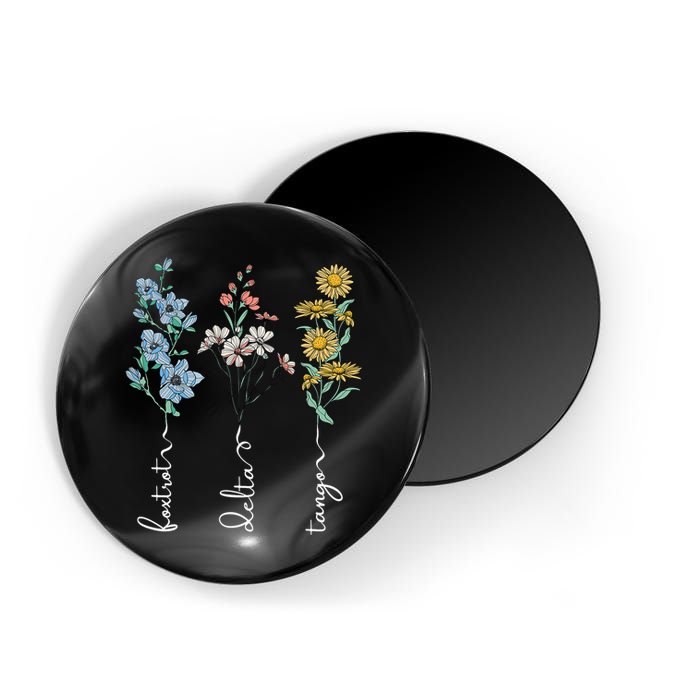 Retro Foxtrots Deltas Tangos Flower Magnet