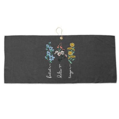 Retro Foxtrots Deltas Tangos Flower Large Microfiber Waffle Golf Towel