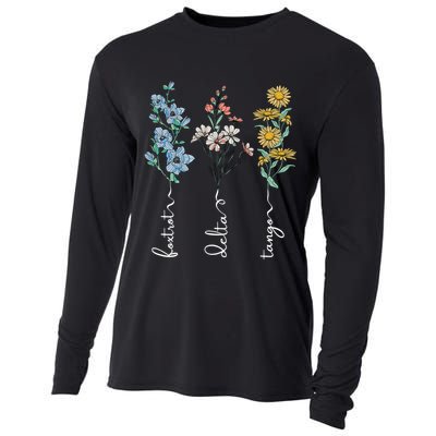 Retro Foxtrots Deltas Tangos Flower Cooling Performance Long Sleeve Crew