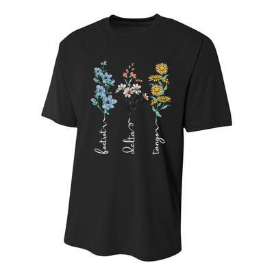 Retro Foxtrots Deltas Tangos Flower Youth Performance Sprint T-Shirt