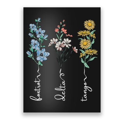 Retro Foxtrots Deltas Tangos Flower Poster