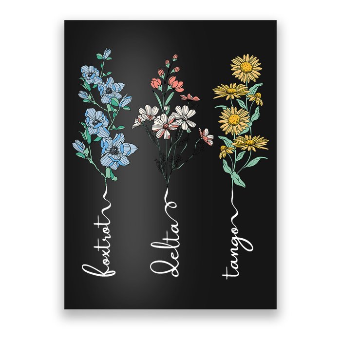 Retro Foxtrots Deltas Tangos Flower Poster