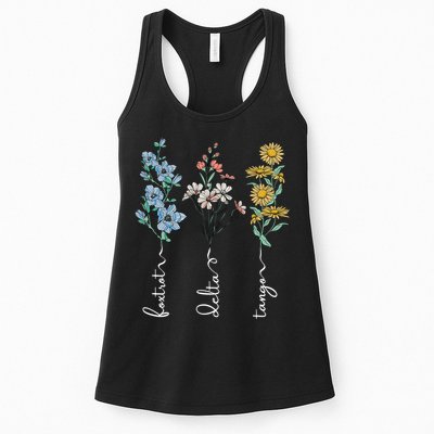 Retro Foxtrots Deltas Tangos Flower Womens Tank Top