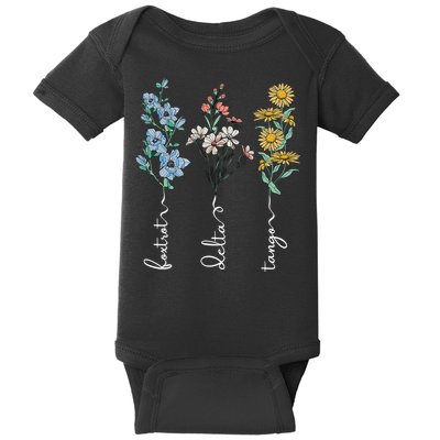 Retro Foxtrots Deltas Tangos Flower Baby Bodysuit