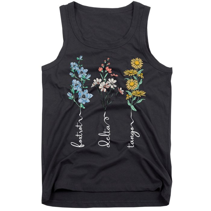 Retro Foxtrots Deltas Tangos Flower Tank Top