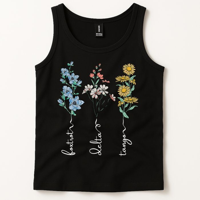 Retro Foxtrots Deltas Tangos Flower Tank Top
