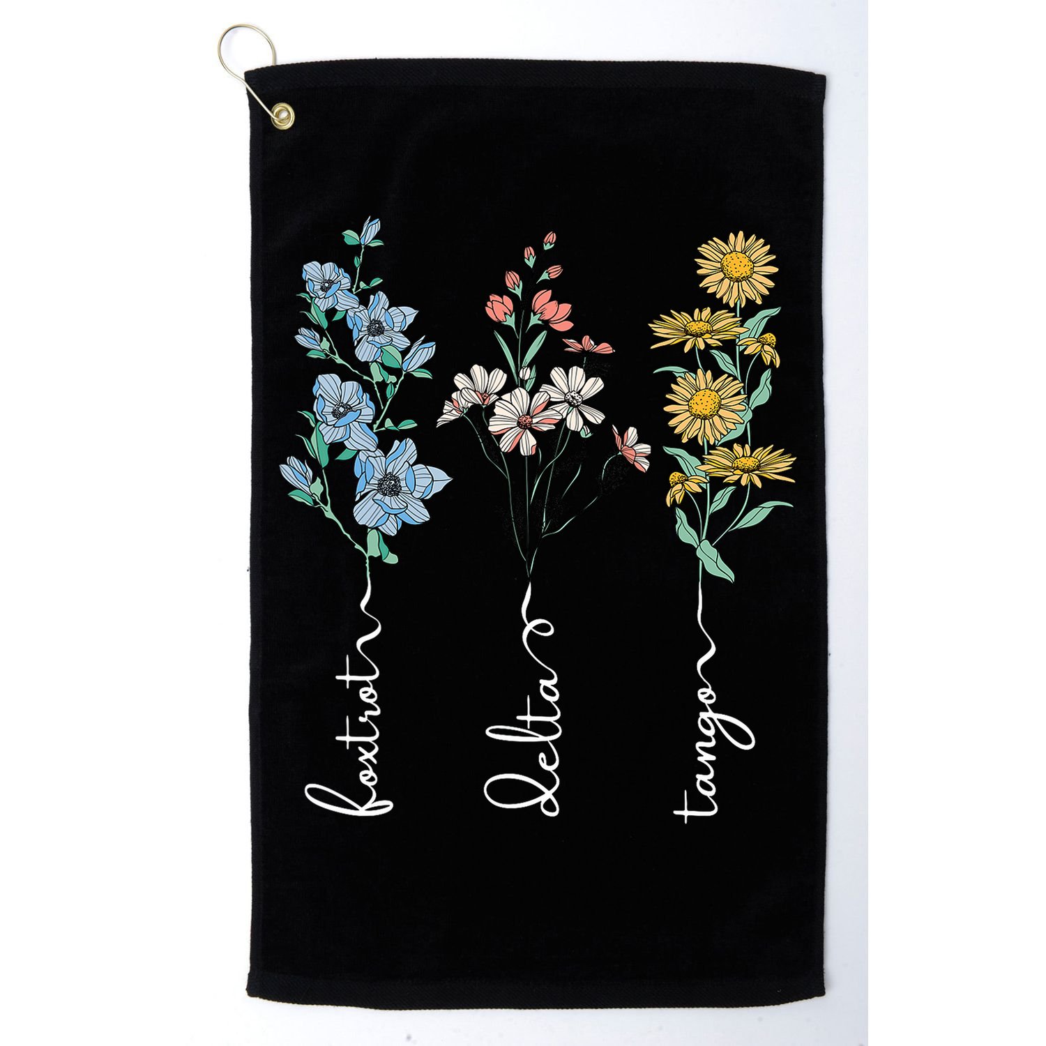 Retro Foxtrots Deltas Tangos Flower Golf Towel