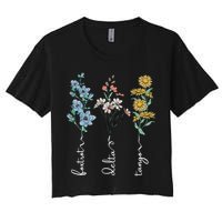 Retro Foxtrots Deltas Tangos Flower Crop Top