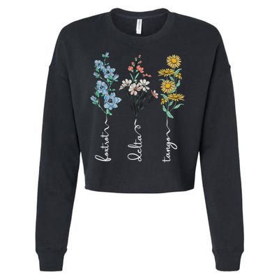 Retro Foxtrots Deltas Tangos Flower Cropped Pullover Crew