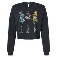 Retro Foxtrots Deltas Tangos Flower Cropped Pullover Crew