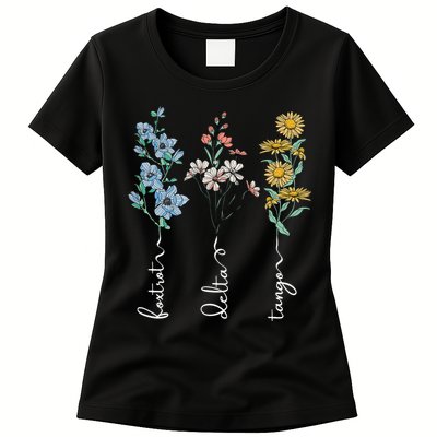 Retro Foxtrots Deltas Tangos Flower Womens T-Shirt