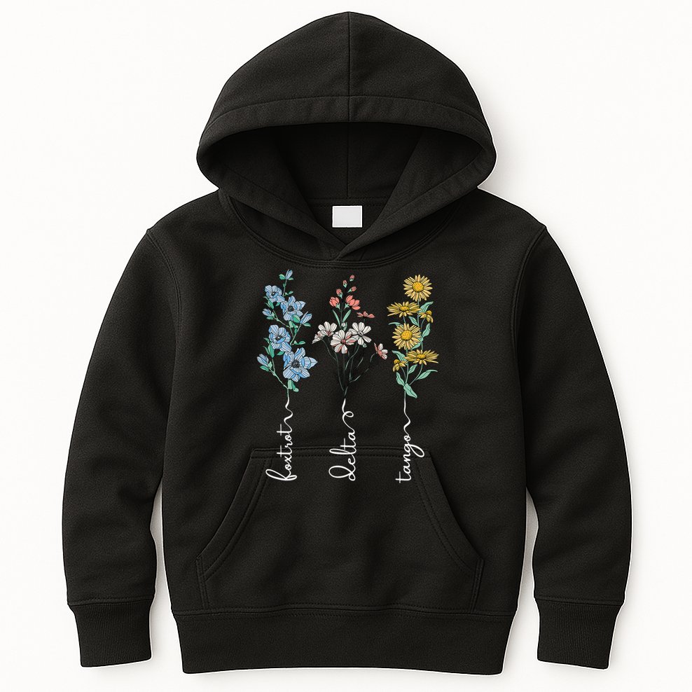 Retro Foxtrots Deltas Tangos Flower Kids Hoodie