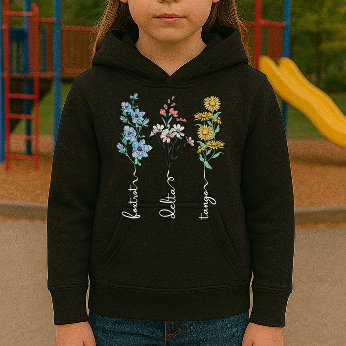 Retro Foxtrots Deltas Tangos Flower Kids Hoodie