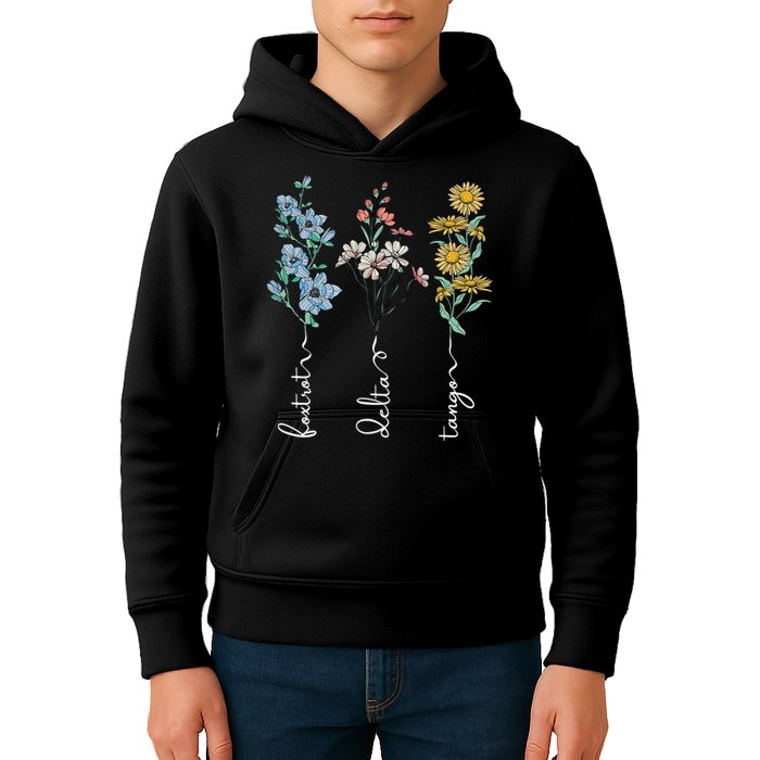 Retro Foxtrots Deltas Tangos Flower Kids Hoodie