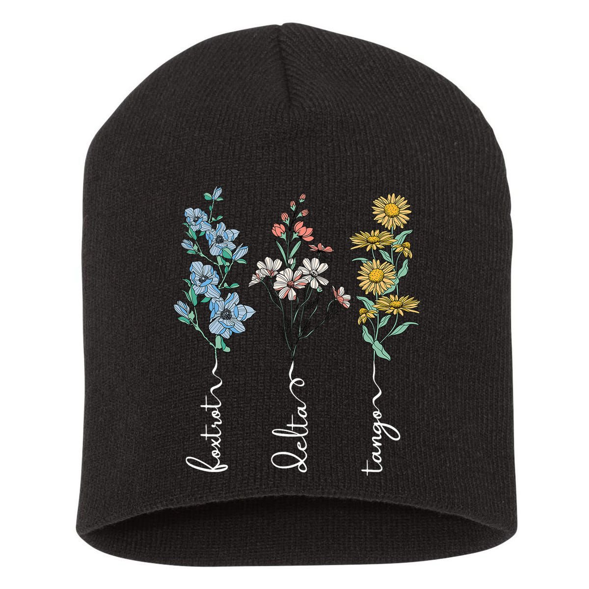 Retro Foxtrots Deltas Tangos Flower Short Acrylic Beanie