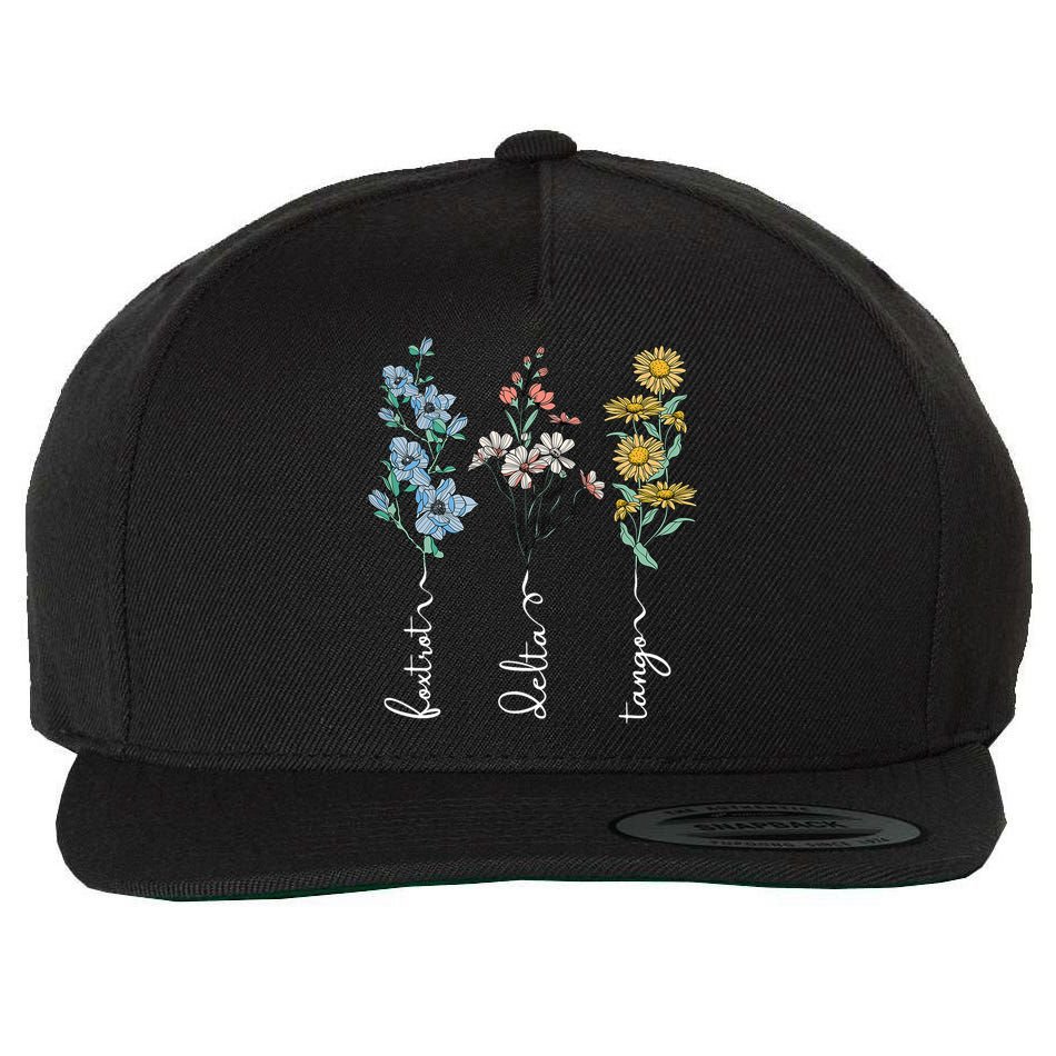 Retro Foxtrots Deltas Tangos Flower Wool Snapback Cap