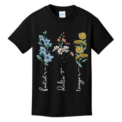 Retro Foxtrots Deltas Tangos Flower Kids T-Shirt