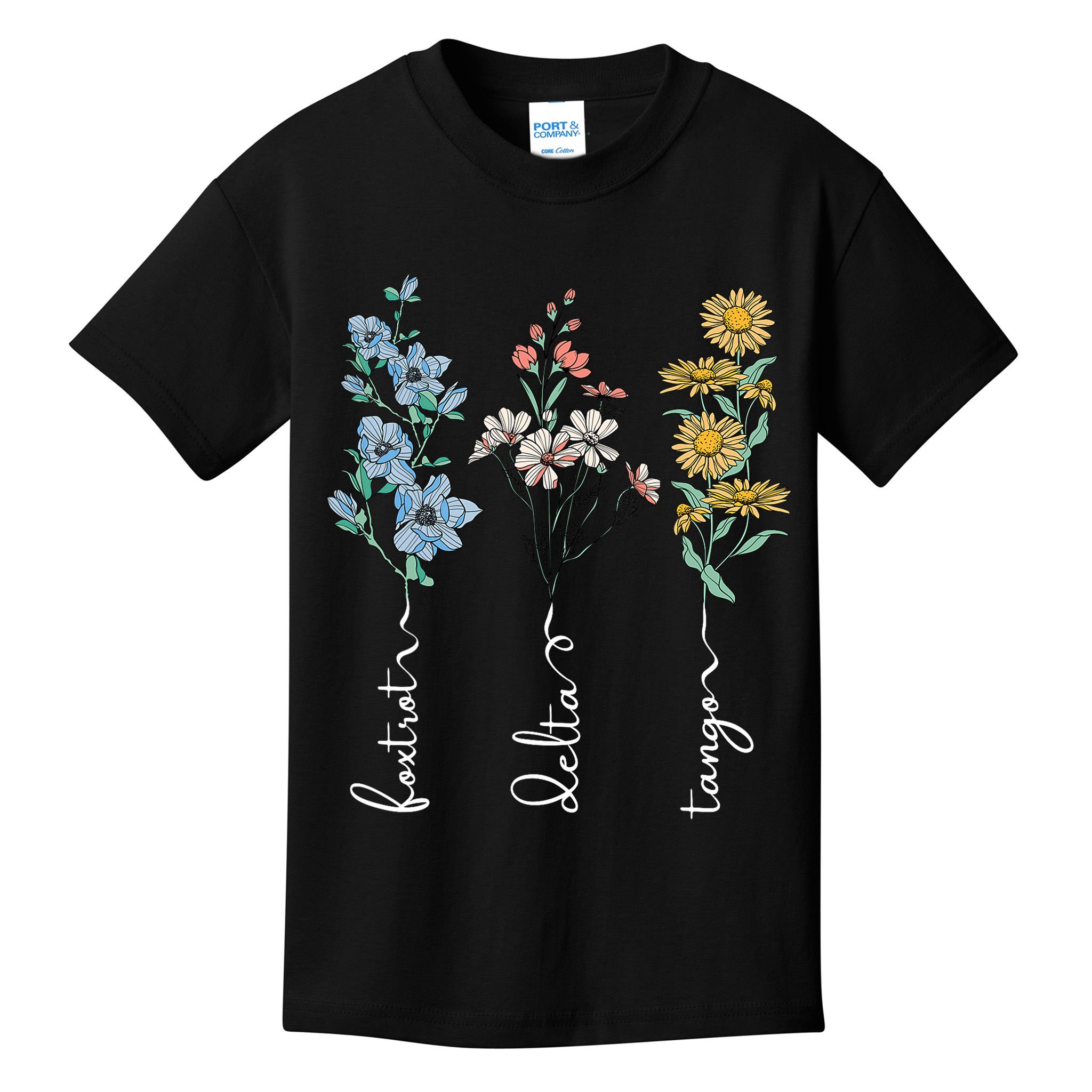 Retro Foxtrots Deltas Tangos Flower Kids T-Shirt