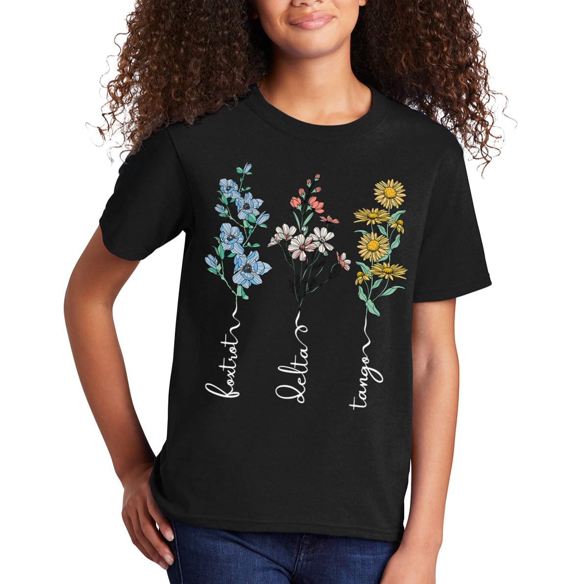 Retro Foxtrots Deltas Tangos Flower Kids T-Shirt