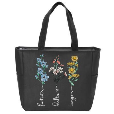 Retro Foxtrots Deltas Tangos Flower Zip Tote Bag