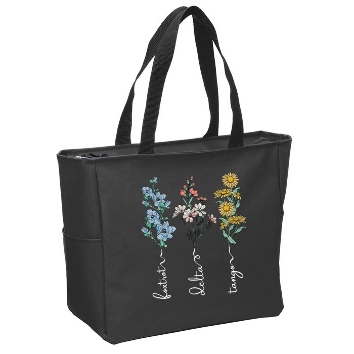 Retro Foxtrots Deltas Tangos Flower Zip Tote Bag