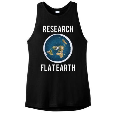 Research Flat Earth Earth Day Gift Ladies PosiCharge Tri-Blend Wicking Tank