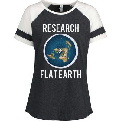 Research Flat Earth Earth Day Gift Enza Ladies Jersey Colorblock Tee