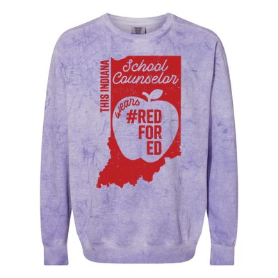 Red For Ed Indiana School Counselor #Redfored Gift Colorblast Crewneck Sweatshirt