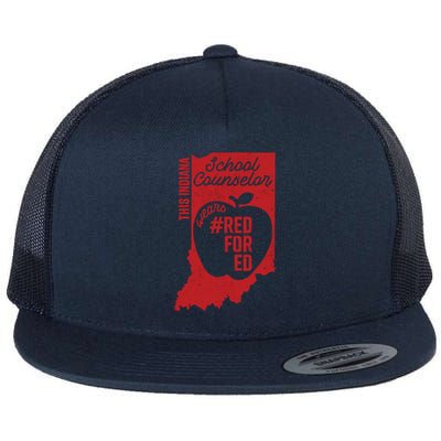 Red For Ed Indiana School Counselor #Redfored Gift Flat Bill Trucker Hat