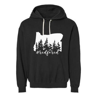 Red For Ed Oregon Trees Teacher Support Garment-Dyed Fleece Hoodie