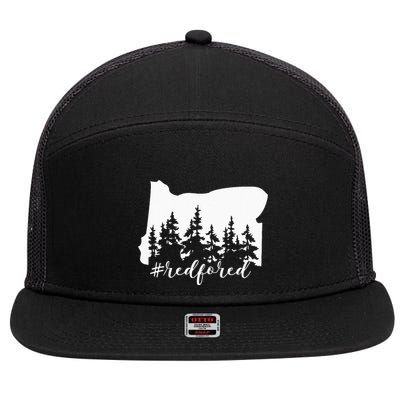 Red For Ed Oregon Trees Teacher Support 7 Panel Mesh Trucker Snapback Hat