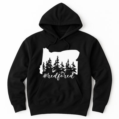Red For Ed Oregon Trees Teacher Support Hoodie