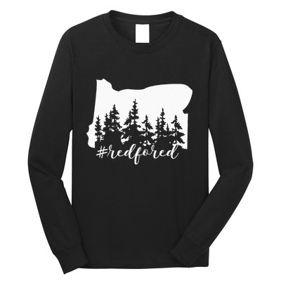 Red For Ed Oregon Trees Teacher Support Long Sleeve Shirt