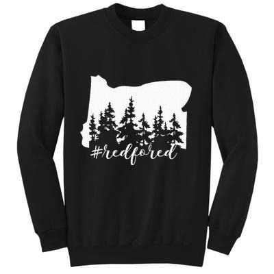 Red For Ed Oregon Trees Teacher Support Sweatshirt
