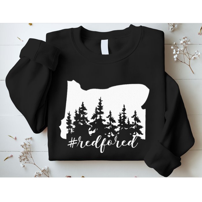 Red For Ed Oregon Trees Teacher Support Sweatshirt