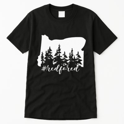 Red For Ed Oregon Trees Teacher Support Tall T-Shirt