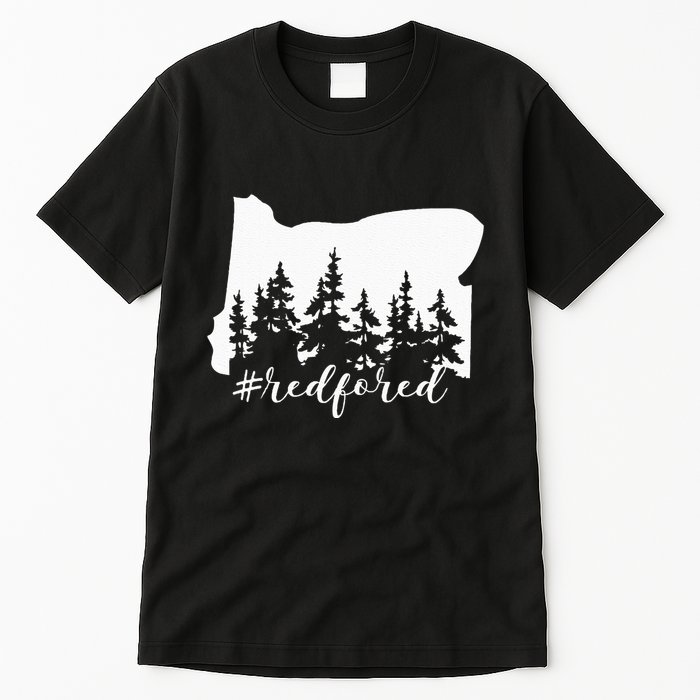 Red For Ed Oregon Trees Teacher Support Tall T-Shirt