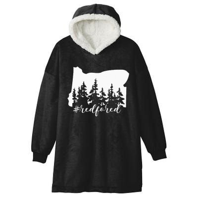 Red For Ed Oregon Trees Teacher Support Hooded Wearable Blanket