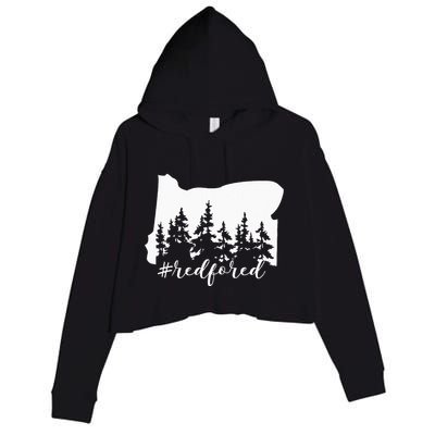 Red For Ed Oregon Trees Teacher Support Crop Fleece Hoodie