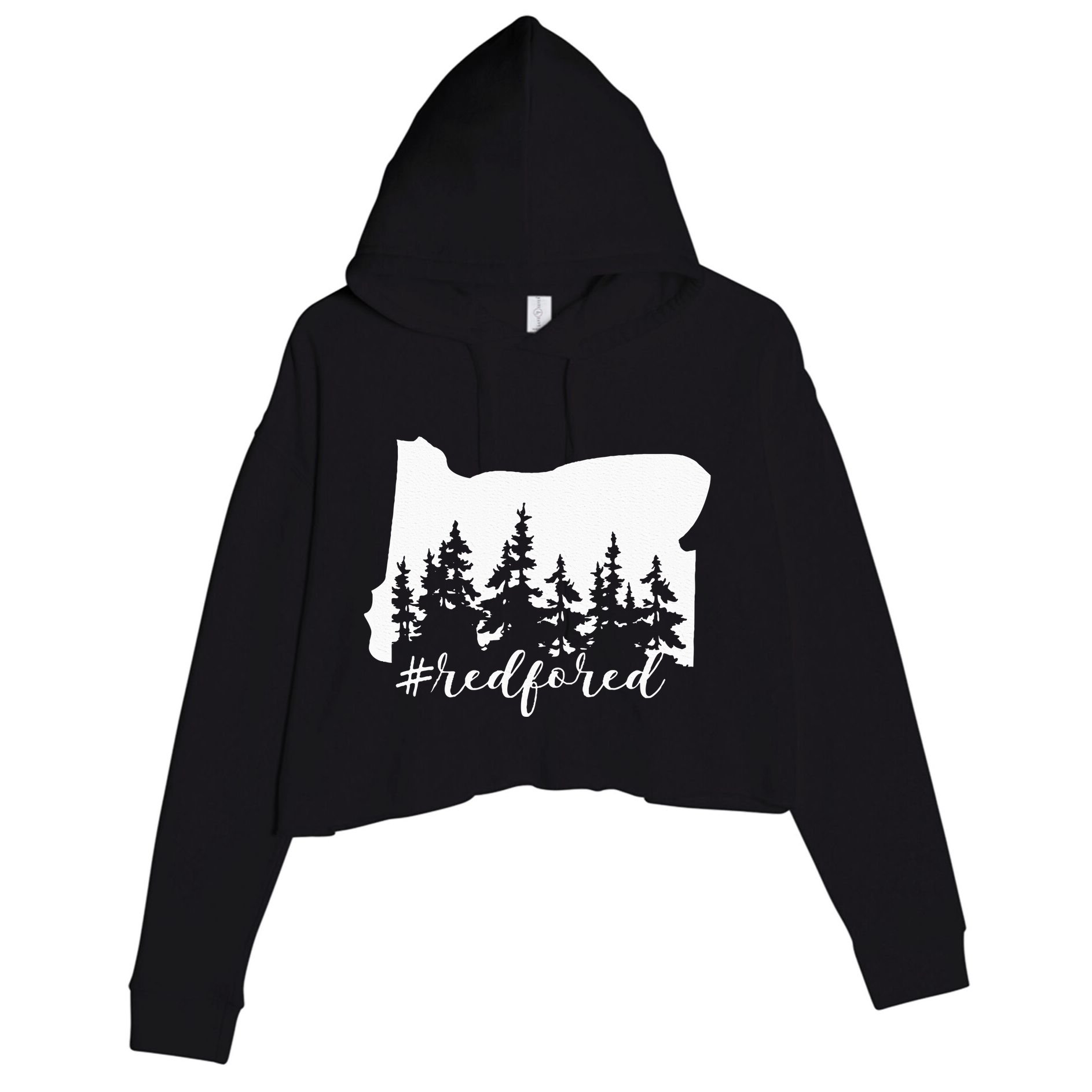 Red For Ed Oregon Trees Teacher Support Crop Fleece Hoodie