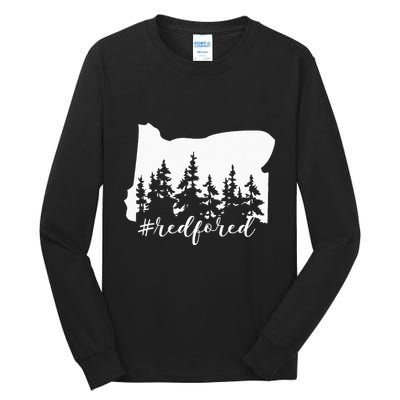 Red For Ed Oregon Trees Teacher Support Tall Long Sleeve T-Shirt
