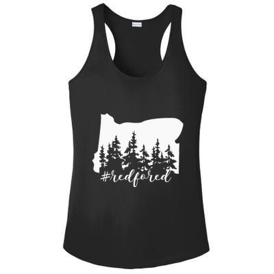 Red For Ed Oregon Trees Teacher Support Ladies PosiCharge Competitor Racerback Tank