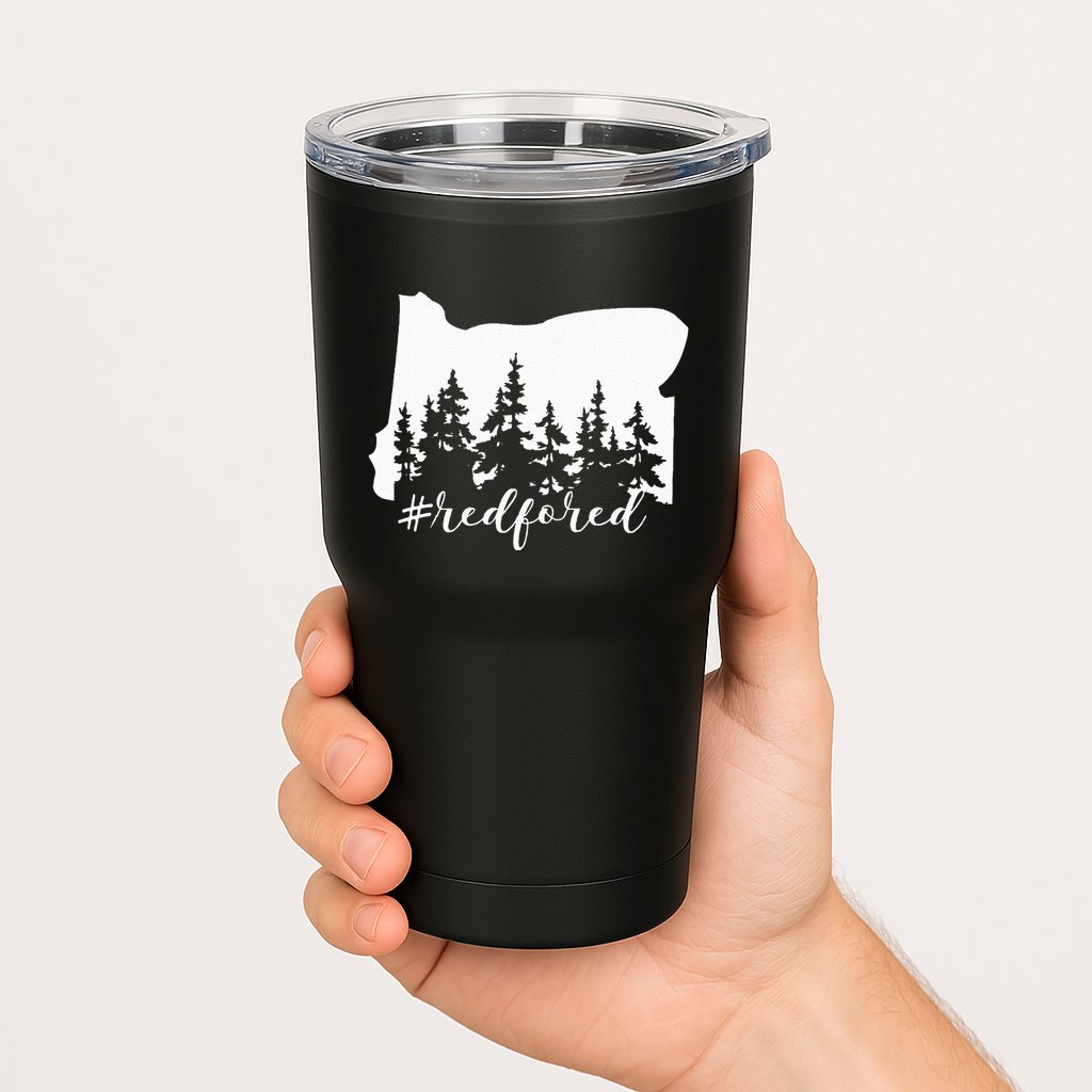 Red For Ed Oregon Trees Teacher Support Tumbler